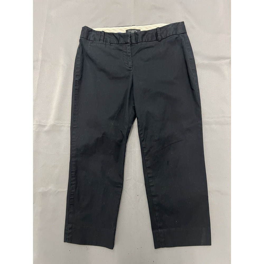 Talbots Petites Jeans Womens 4P Black Signature Crop Straight Leg Stretch Denim